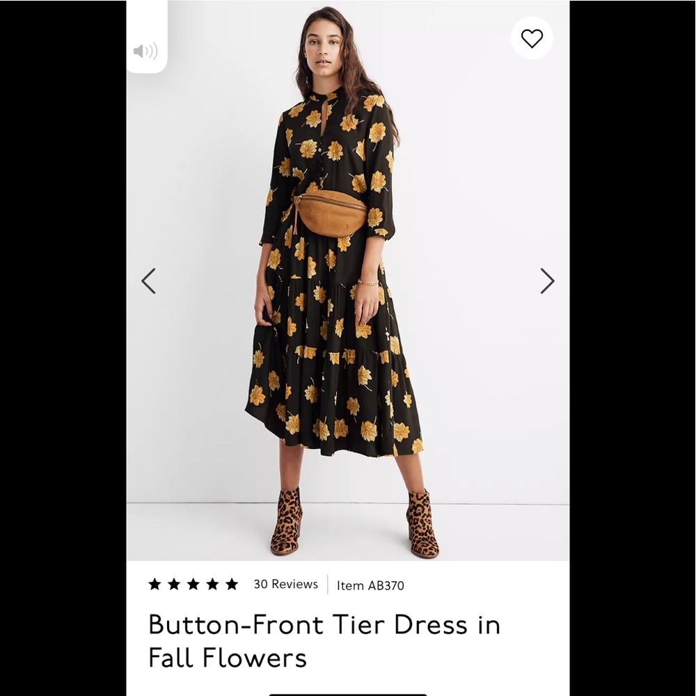 EUC Madewell Button Front Tier Dress in Fall Floral